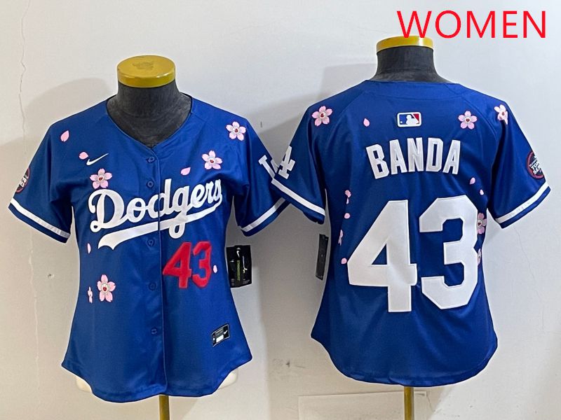Women Los Angeles Dodgers #43 Banda Blue White Blue Sakura Edition 2025 Nike MLB Jersey style 4->women mlb jersey->Women Jersey